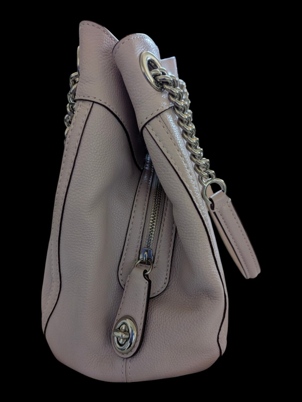 Coach Edie Soft Pink Pebbled Leather Shoulder Bag with Chain Straps. GWP - Picture 3 of 12